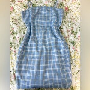 Baby Blue Plaid Mini Dress